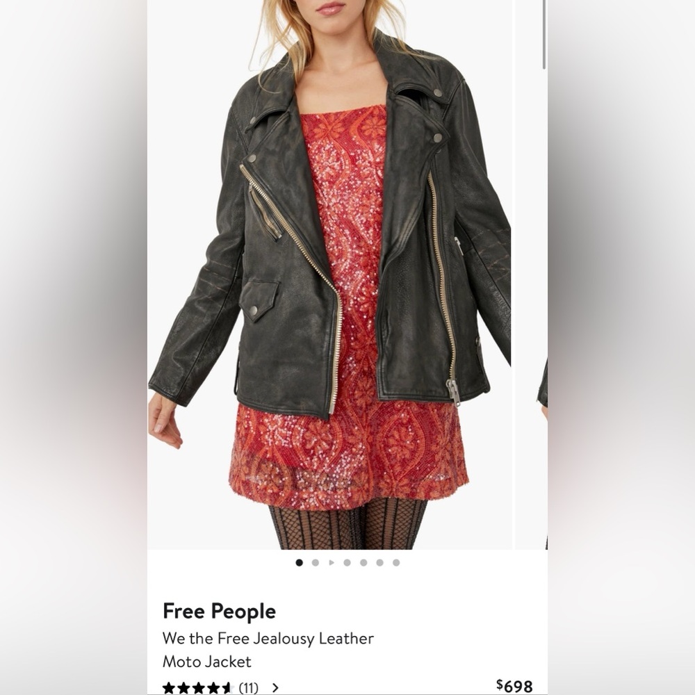 Free People Black Leather Jacket size M